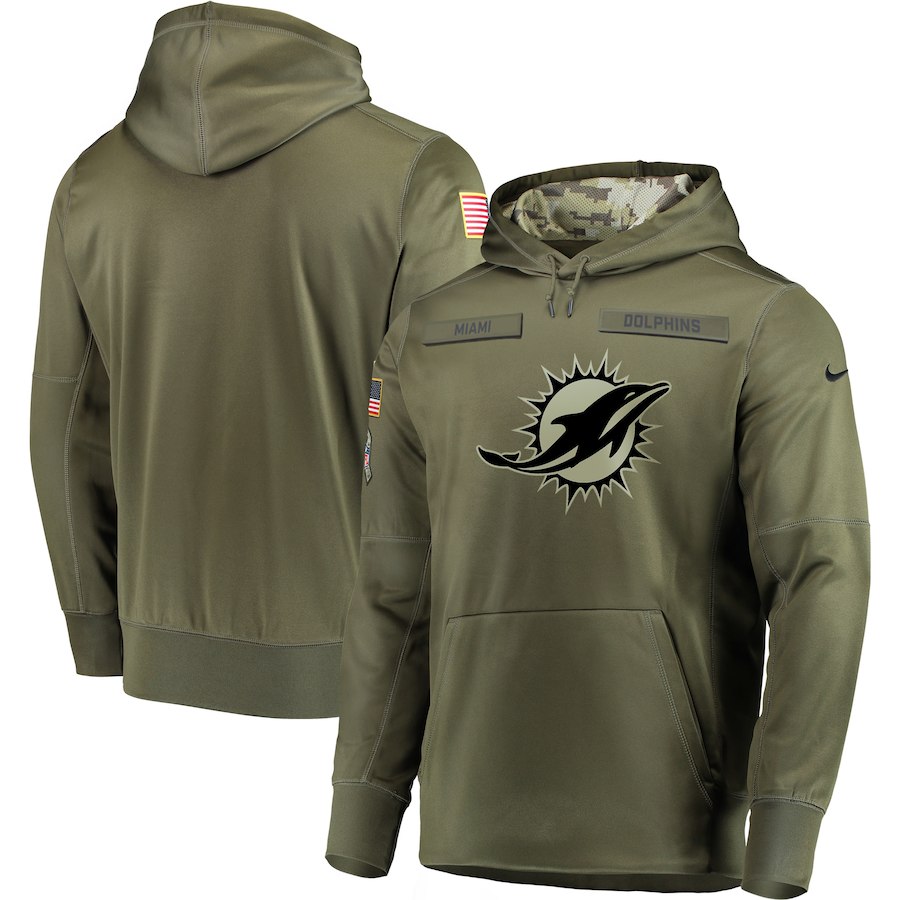 Men Miami Dolphins Nike Olive Salute To Service KO Performance Hoodie Green->philadelphia eagles->NFL Jersey